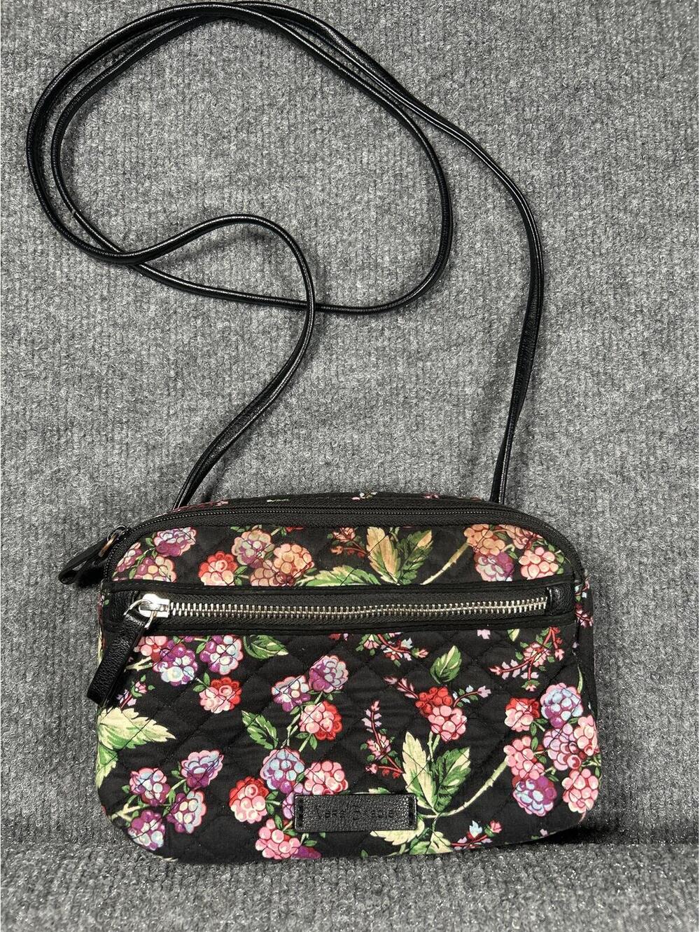 Vera Bradley Quilted Floral Crossbody Bag Black Multi